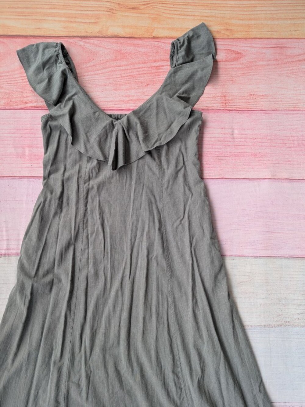 NWT Universal Thread Green Ruffle Midi Dress Large Cotton Blend - Picture 6 of 10